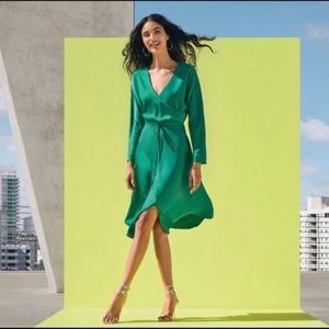 NWOT CUSHNIE X TARGET green wrap long sleeve dress
